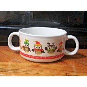 Old Time Pottery Owl Soup bowl/appetizer/cereal/snack bowl with handles, ceramic